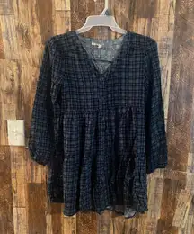 Women Green Plaid Casual Dress Ruffle Tiered medium green 33 x 17 (43)