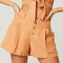 L*SPACE Vista Peach High Waist Button Fly Shorts Boho Light‎ Academia Size Small