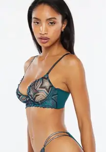 Savage X Fenty Shining Star Embroidered Unlined Demi Bra in Wildflower Blue Starstruck Embroidery 34C NWT