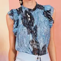 Ulla Johnson Aya Sleeveless Silk Top in Sky Blue | Size 4 / S