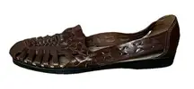Predictions Leather Solutions 90s Vintage Brown Huarache Fisherman Flats 7