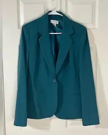 Dark teal blazer suit jacket, jewel toned, large 10/12