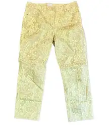 Chico’s Shimmer Green Gold Floral Jeans 0.5, 6