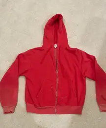 Red Distressed Zip Up Size Large