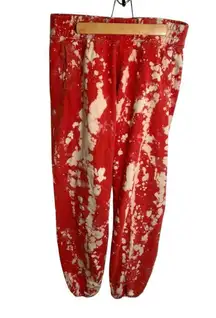 Offline by Aerie Jogger Sweatpants Red White Bleach Tie Dye S