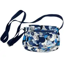 Sabian Aquatic Floral Blue Nylon Small Crossbody Bag