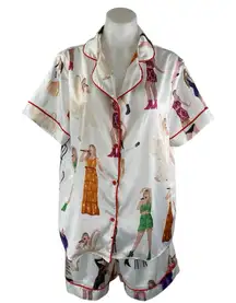 NEW She Show Taylor Swift Era White Satin Short Sleeve Sleepwear Pajamas Set M