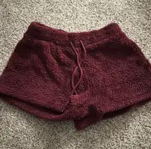 Burgundy Sherpa shorts