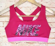 | Dri-Fit Running Hot Pink Logo Sports Bra