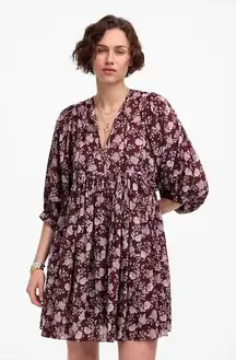 Madewell Splitneck Puff-Sleeve Dress in Floral Size: M, NWT