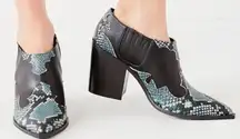 Black and Blue Urban Outfitters Jameson Western Style Snakeskin boots Si…