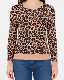 Express Sweater Leopard Print‎ Cheetah Crew Neck Long Sleeve Brown Edgy Medium