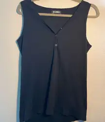 Flamingo Urban Black Fitted Sleeveless Tank Top Mini Dress SZ M 1/4 Button