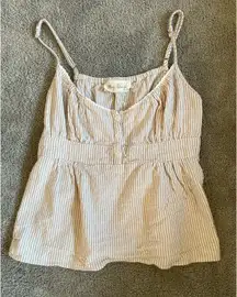 Brown and white striped babydoll top