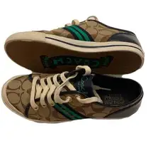 Coach  Folly Khaki Navy Green Graphic Striped Sneaker.