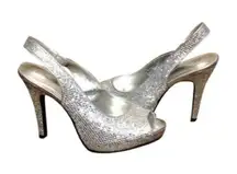 LuLu Townsend Silver Metallic Slingback Heels