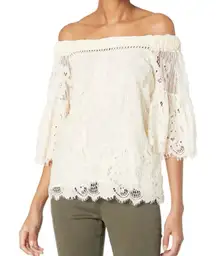 Taylor & Sage Cream Lace Off-Shoulder Blouse - Size: Extra Large