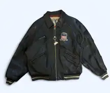 VINTAGE OFFICIAL CHAMPIONSHIP AVIREX Icon Leather Bomber Varsity Jacket BLACK Men XL 