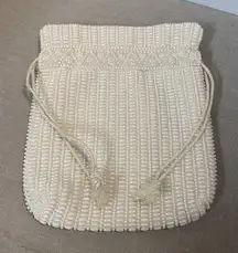 VINTAGE Fine Arts‎ Bag Co. Ivory Pearl Beaded Handbag Evening 8x7 Double Sinch