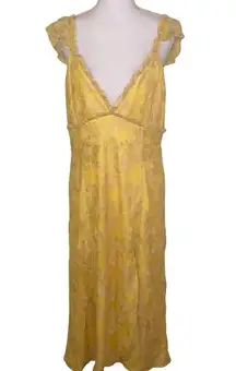 Majorelle Dress Draven Pastel Yellow Lace Flutter Sleeve Midi Dress, Size XL