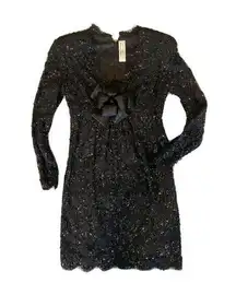 VTG 80’s Stanley Platos 2 4 Martin Ross Mini Lace Sheath Dress Cocktail Black