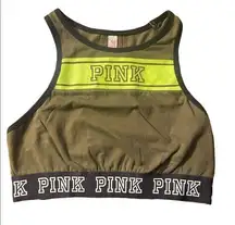 Pink Victoria’s Secret sports bra - size small - army green with bright yellow