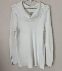 Caché Cowl Neck White Long Sleeve Pullover Sweater Size L