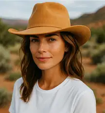 Vintage bronco brand camel colored fedora. Unisex