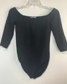 Express One Eleven Black Half Sleeve Crew Neck Bodysuit Size Small