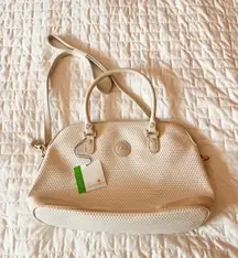 Textured Cream Leather Shoulder Purse