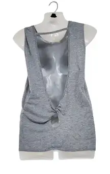 Aerie Open Low Back Tank Top Knotted Round Neck Athletic Heather Gray Size Small