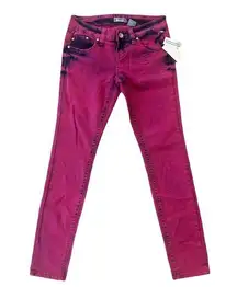 Soundgirl Jeans Juniors Size 5 Pink Two Tone Acid Washed Stretchy Bling NEW