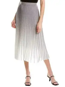 J. McLaughlin Pleated Ombré A Line Midi Skirt Gray Size M