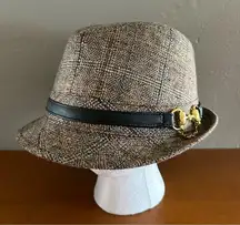 Old County Road Tweed Brown Horsebit Plaid Fedora Hat One Sze Academia Preppy