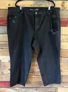 Old Navy Black Distressed High Rise Straight Leg Jeans Size‎ 20