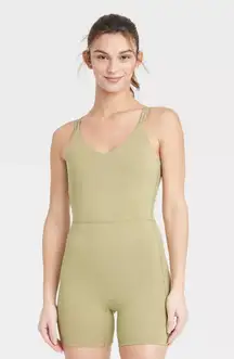 Women's Short Bodysuit Workout Olive Green Size S LIKE NEW