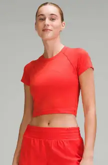 lululemon swiftly cropped tee red size 8