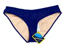 Fabletics Womens Swimwear Bikini Bottom‎ Size XS 2-4 Blue Peach Dots Vita Fabric