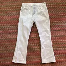 NWOT FRAME WHITE SILVER FOIL LE CROP MINI BOOT JEANS CHROME BLANC