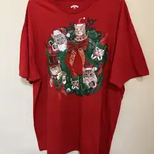 Holiday Time Meowy Christmas Cat T Shirt Size XL