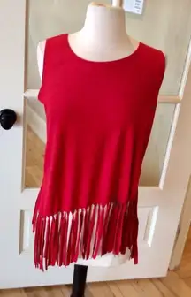 Red Top Coverup Tank Fits S M L Shirt Fringe