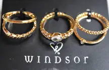 NIP Windsor Simply Glam Stackable 6pc Gold Tone Crystal Accents Size 7&8 Rings