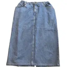 Denim & Co vintage jean skirt size 31” slit in back elastic waist