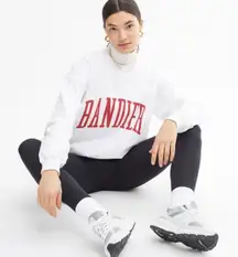 Bandier Classic Logo Varsity Crewneck Sweatshirt in White Medium