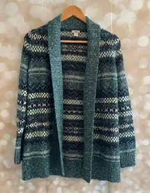 L.L.Bean Green & Blue Knit Cardigan 