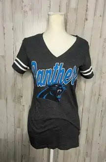 Carolina Panthers Women's V-Neck T-Shirt‎ Gray Size Small NFL Apparel