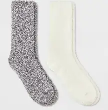 NWT Universal Thread Fuzzy Socks Womens OS Cream Charcoal Crew Cozy Lounge Soft