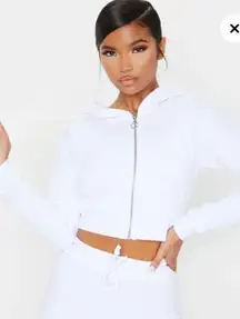 PLT White Zip Up Bustier Hoodie