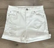 American Eagle Curvy High Rise White Shortie Stretch Jean Shorts Size 2