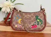 NWT Coach Teri Mini‎ Crossbody Bag In Signature Canvas With Sticker Print